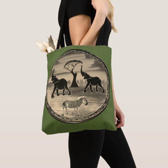 Mara Trumpet Glory African Elephant Zebra Apparel  Tote Bag (Close Up)
