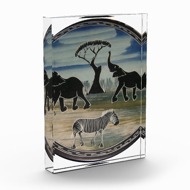 Mara Trumpet Glory African Elephant Zebra Oil Pain Award (Left)