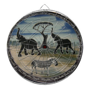 Mara Trumpet Glory African Elephant Zebra Oil Pain Dart Board