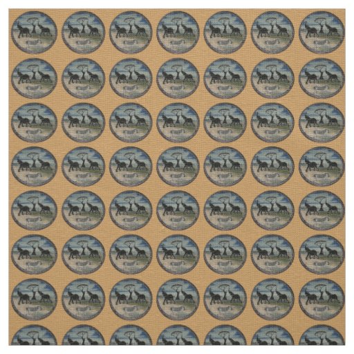 Mara Trumpet Glory African Elephant Zebra Oil Pain Fabric