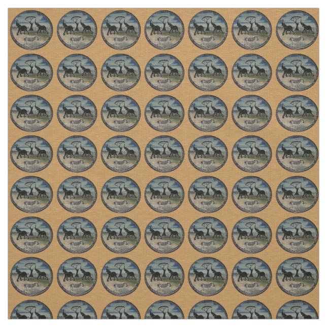 Mara Trumpet Glory African Elephant Zebra Oil Pain Fabric (Swatch)