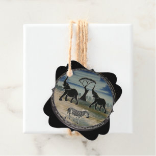 Mara Trumpet Glory African Elephant Zebra Oil Pain Favor Tags