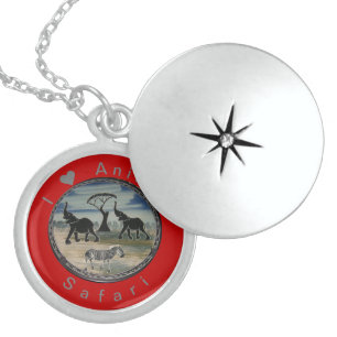 Mara Trumpet Glory African Elephant Zebra Oil Pain Locket Necklace