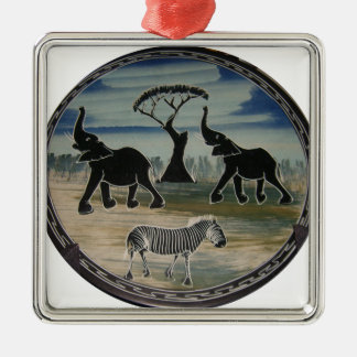 Mara Trumpet Glory African Elephant Zebra Oil Pain Metal Ornament