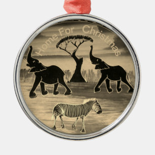 Mara Trumpet Glory African Elephant Zebra Oil Pain Metal Ornament