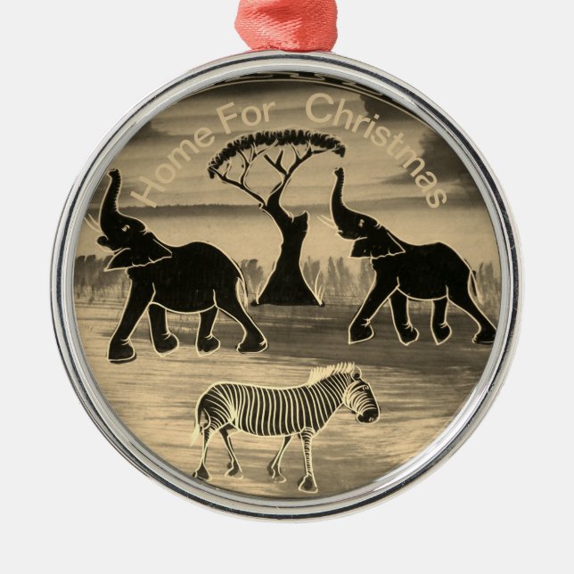 Mara Trumpet Glory African Elephant Zebra Oil Pain Metal Ornament (Front)