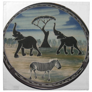 Mara Trumpet Glory African Elephant Zebra Oil Pain Napkin