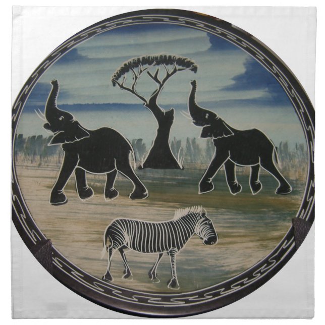 Mara Trumpet Glory African Elephant Zebra Oil Pain Napkin (Front)