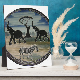 Mara Trumpet Glory African Elephant Zebra Oil Pain Plaque