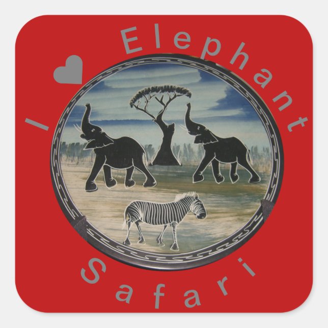 Mara Trumpet Glory African Elephant Zebra Oil Pain Square Sticker (Front)