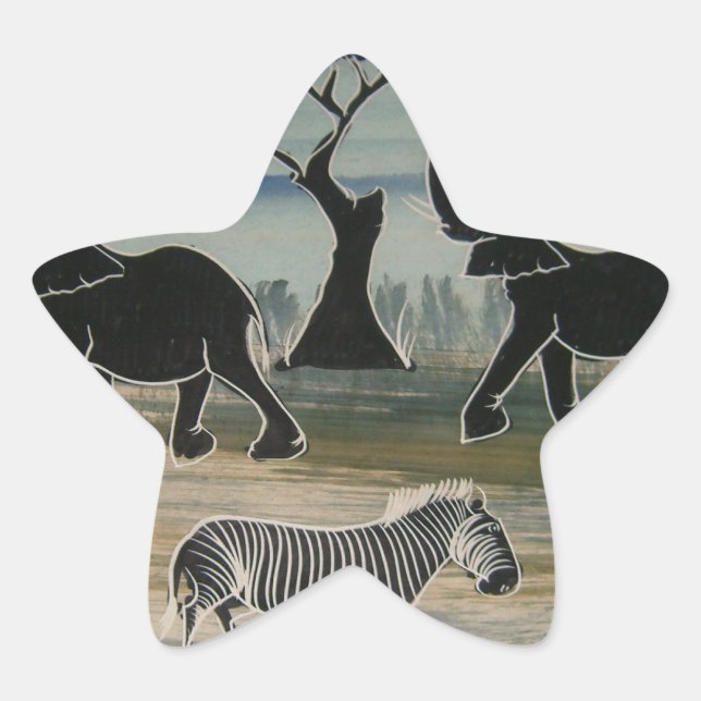 Mara Trumpet Glory African Elephant Zebra Oil Pain Star Sticker (Front)
