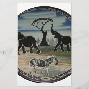 Mara Trumpet Glory African Elephant Zebra Oil Pain Stationery