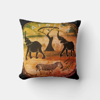 Mara Trumpet Glory African Elephant Zebra Oil Pain Throw Pillow