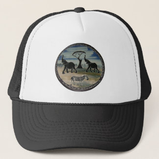 Mara Trumpet Glory African Elephant Zebra Oil Pain Trucker Hat