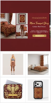 Mara Trumpet Glory Golden Red Ornate: Wear or Hang