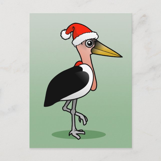 Marabou Stork Santa Holiday Postcard (Front)