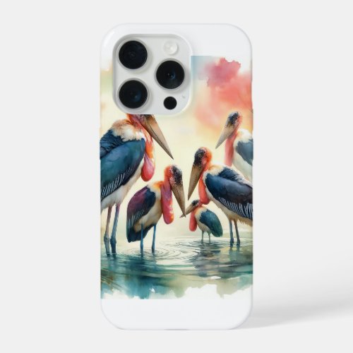 Marabou Storks AREF4205 _ Watercolor iPhone 15 Pro Case