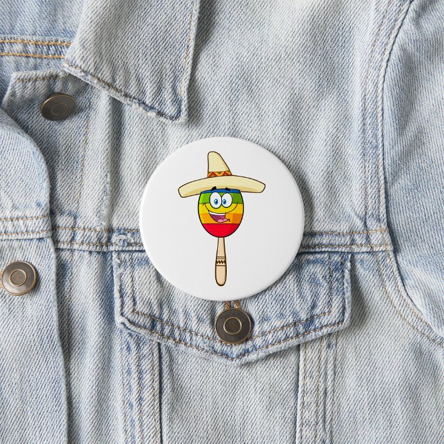 Maraca with Sombrero Colorful Fiesta Button (Creator Uploaded)