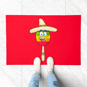 Maraca with Sombrero Colorful Fiesta Doormat