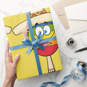 Maraca with Sombrero Colorful Fiesta Wrapping Paper