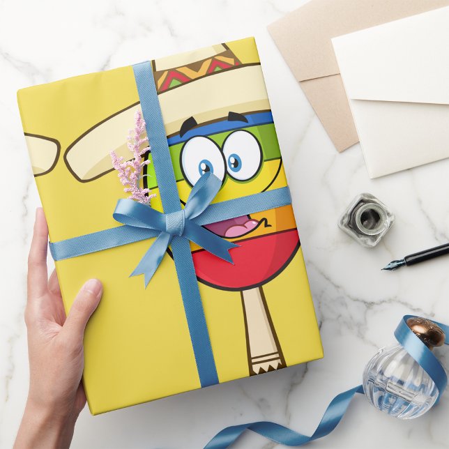 Maraca with Sombrero Colorful Fiesta Wrapping Paper (Creator Uploaded)