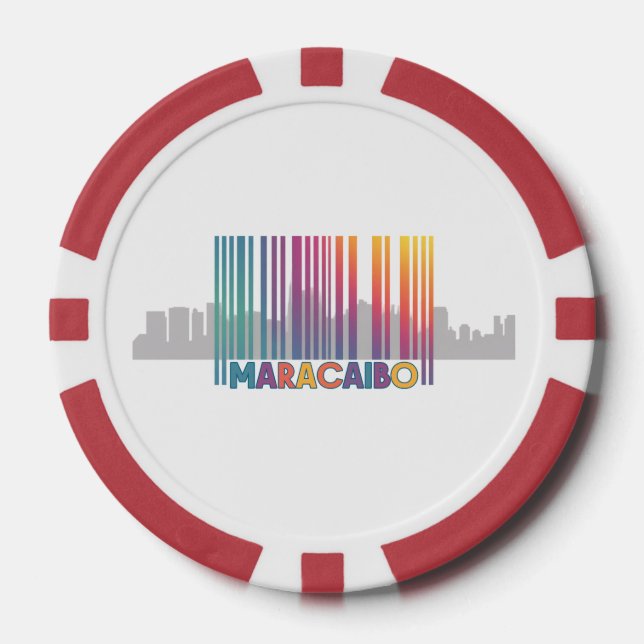 Maracaibo City Barcode Art Latin Pride Poker Chips (Front)