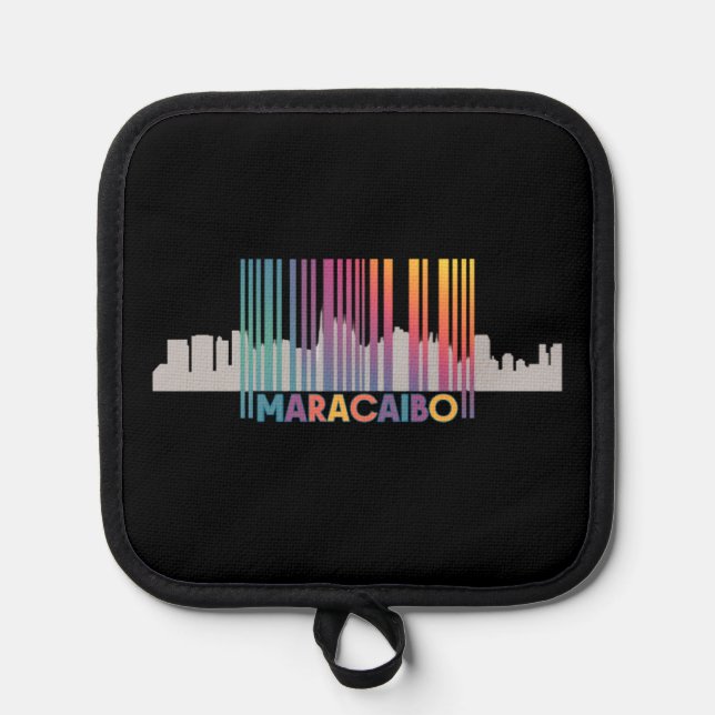 Maracaibo City Barcode Art Latin Pride Pot Holder (Front)