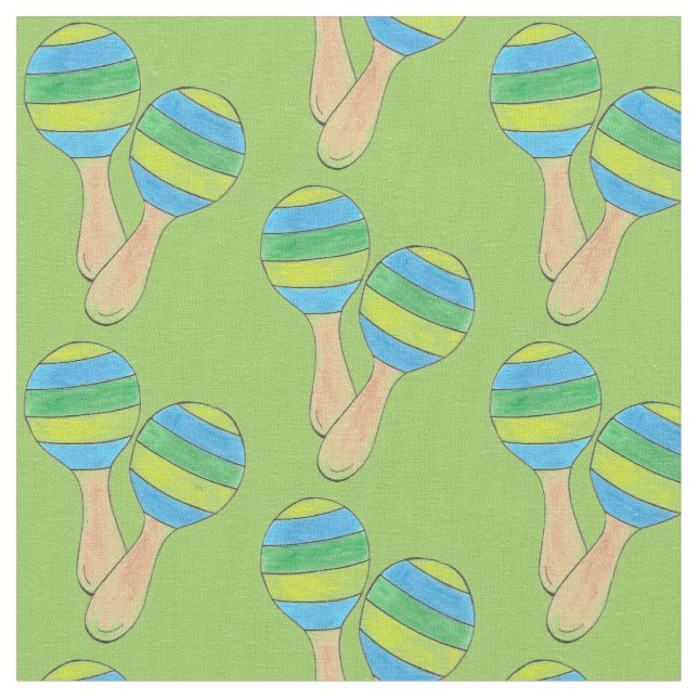 Maracas Music Mexican Fiesta Cinco de Mayo Maraca Fabric (Close Up)