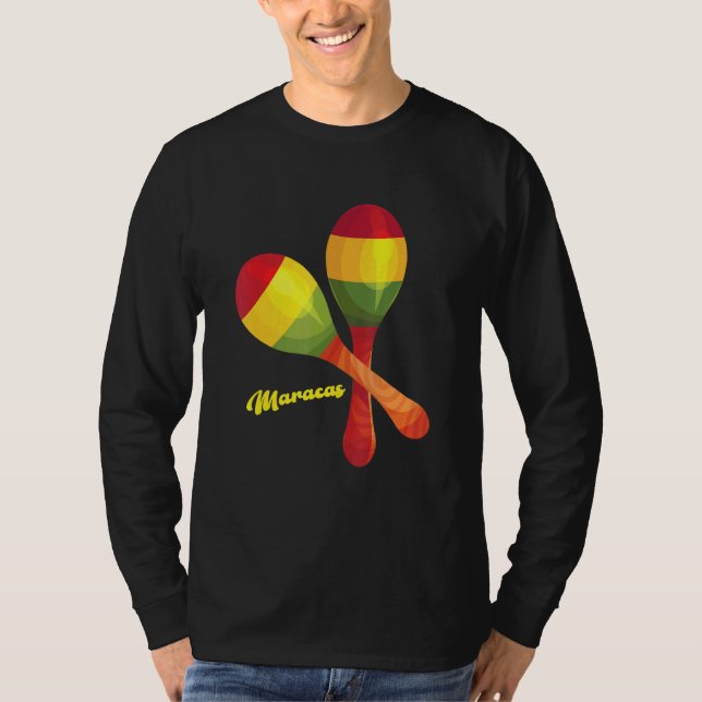 Maracas Percussion Mexican Latin Music Rumba Shake T-Shirt (Front)
