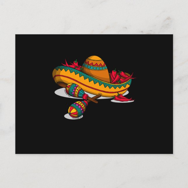 Maracas Sombrero Mexican Music Maraca Player Gift Postcard (Front)
