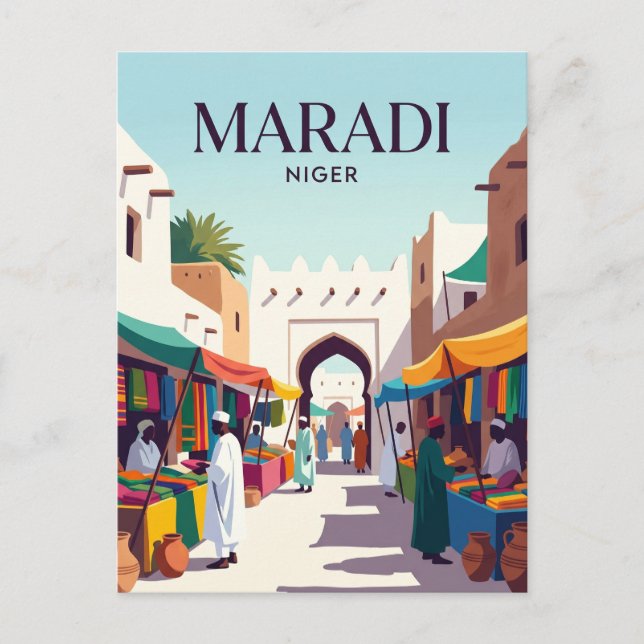 Maradi Central Market Niger Postcard (Front)