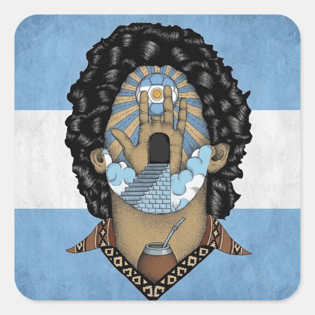 Maradona Argentina Football Square Sticker (Front)