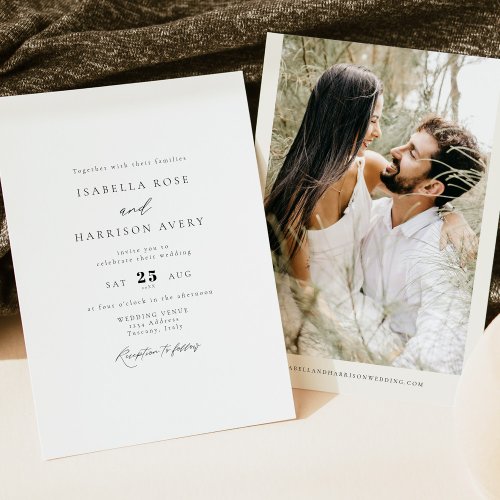 MARAH Elegant Minimalist Simple Photo Wedding Invitation