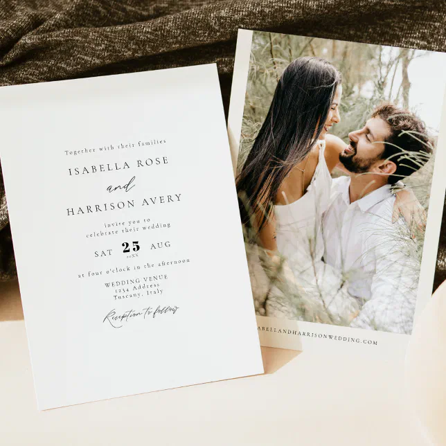 Marah Elegant Minimalist Simple Photo Wedding Invitation 