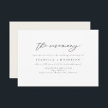 MARAH Elegant Minimalist Wedding Ceremony Insert Invitation<br><div class="desc">This wedding ceremony card features a elegant calligraphy script font and modern minimalist layout. Easily edit *most* wording to meet your event needs. Change the background color and add your own photo to the backside if you like.</div>