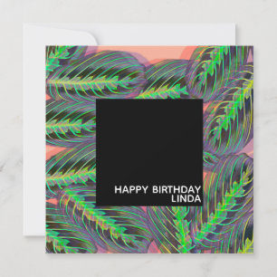 Maranta Plant Pattern Illustration Leaf Birthday Card