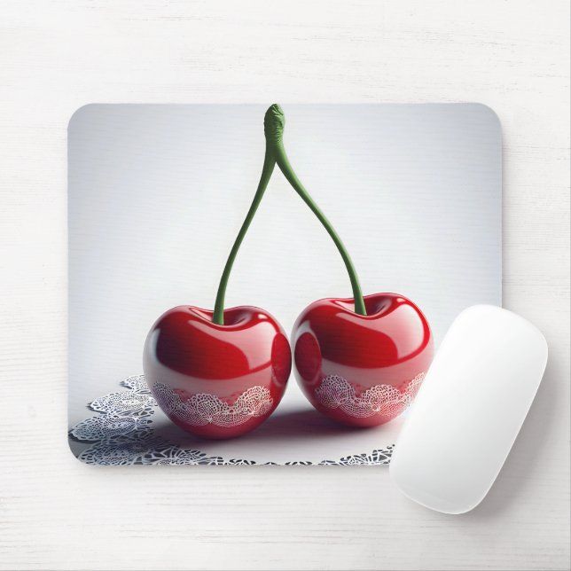 Maraschino Cherries On Lace Mouse Pad (With Mouse)