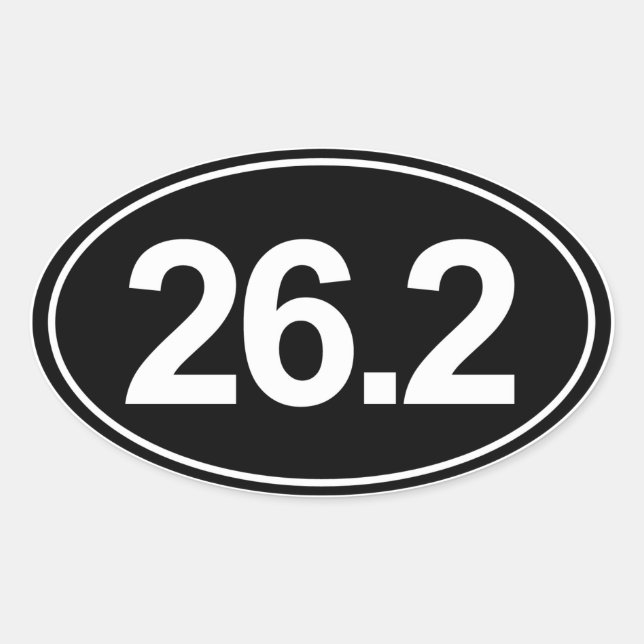 Marathon 26.2 Miles Oval Sticker (Black) (Front)