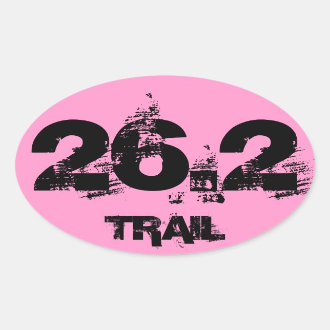 Marathon 26.2 Trail Oval Decal Black On Pink Sticker (Front)
