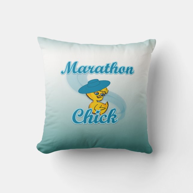 Marathon Chick #3 Throw Pillow (Front)