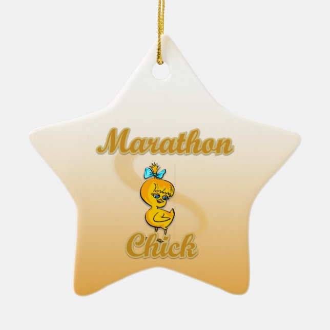 Marathon Chick Ceramic Ornament (Front)