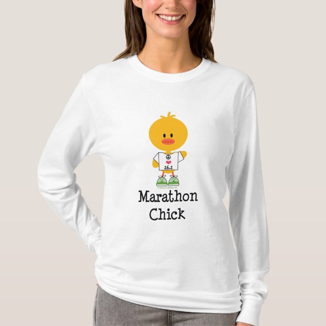 Marathon Chick Peace Love 26.2 Hoodie T-Shirt (Front)