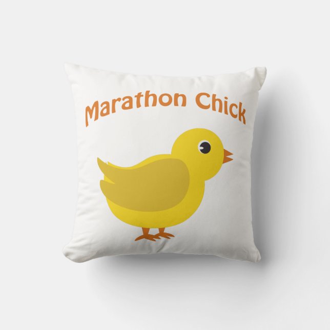 Marathon Chick Throw Pillow (Front)