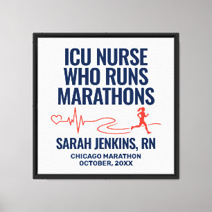 Marathon Finisher Canvas ICU Nurse Woman Runner Print