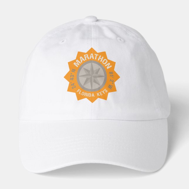 Marathon Florida Keys Latitude Longitude Orange Hat (Front)