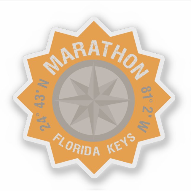 Marathon Florida Keys Latitude Longitude Orange Sticker (Front)