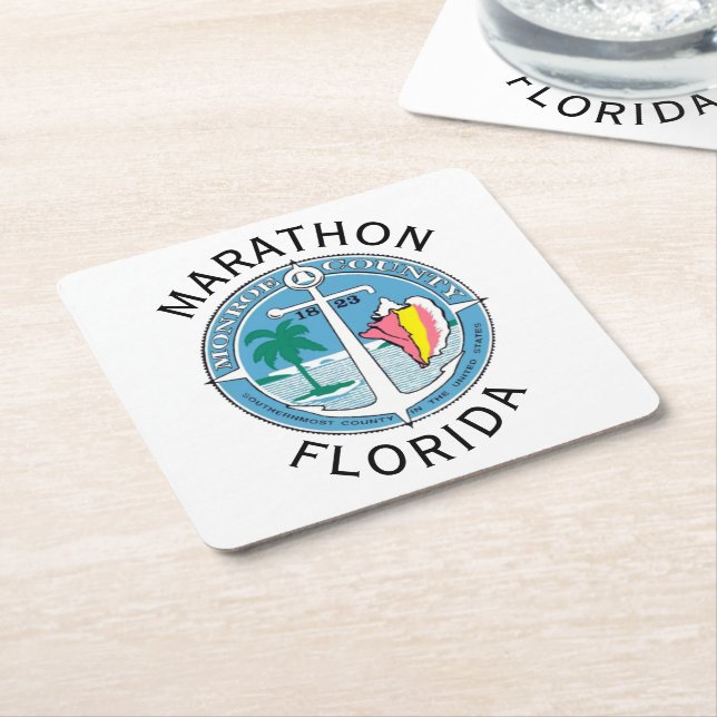 Marathon - Florida Keys Square Paper Coaster (Angled)