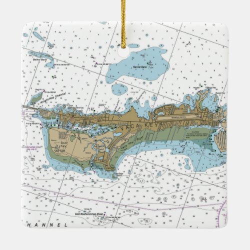 Marathon Florida Nautical Chart Vaca Key Ceramic Ornament