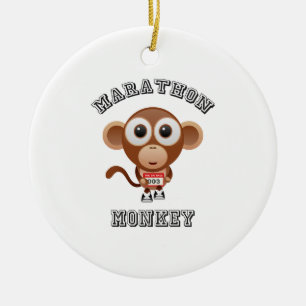 Marathon MOnkey Ceramic Ornament