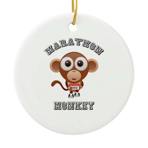 Marathon MOnkey Ceramic Ornament